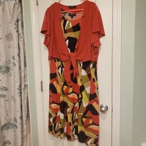 Fun geometric print dress with shrug